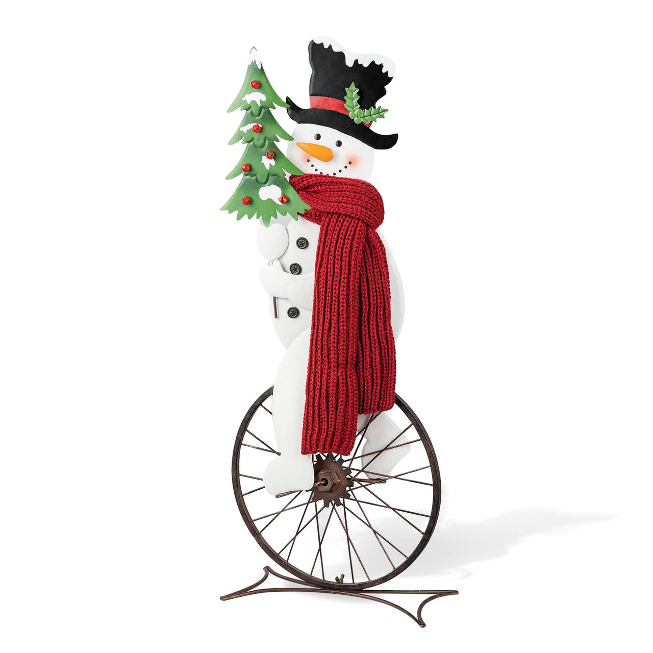 Glitzhome® 32" Metal Snowman Riding Bike Porch Décor